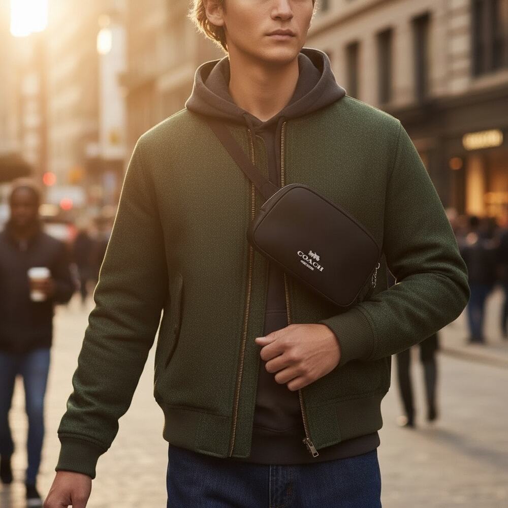 Coach Pace Black Leather Belt Bag CR136 - Picture 5 of 5